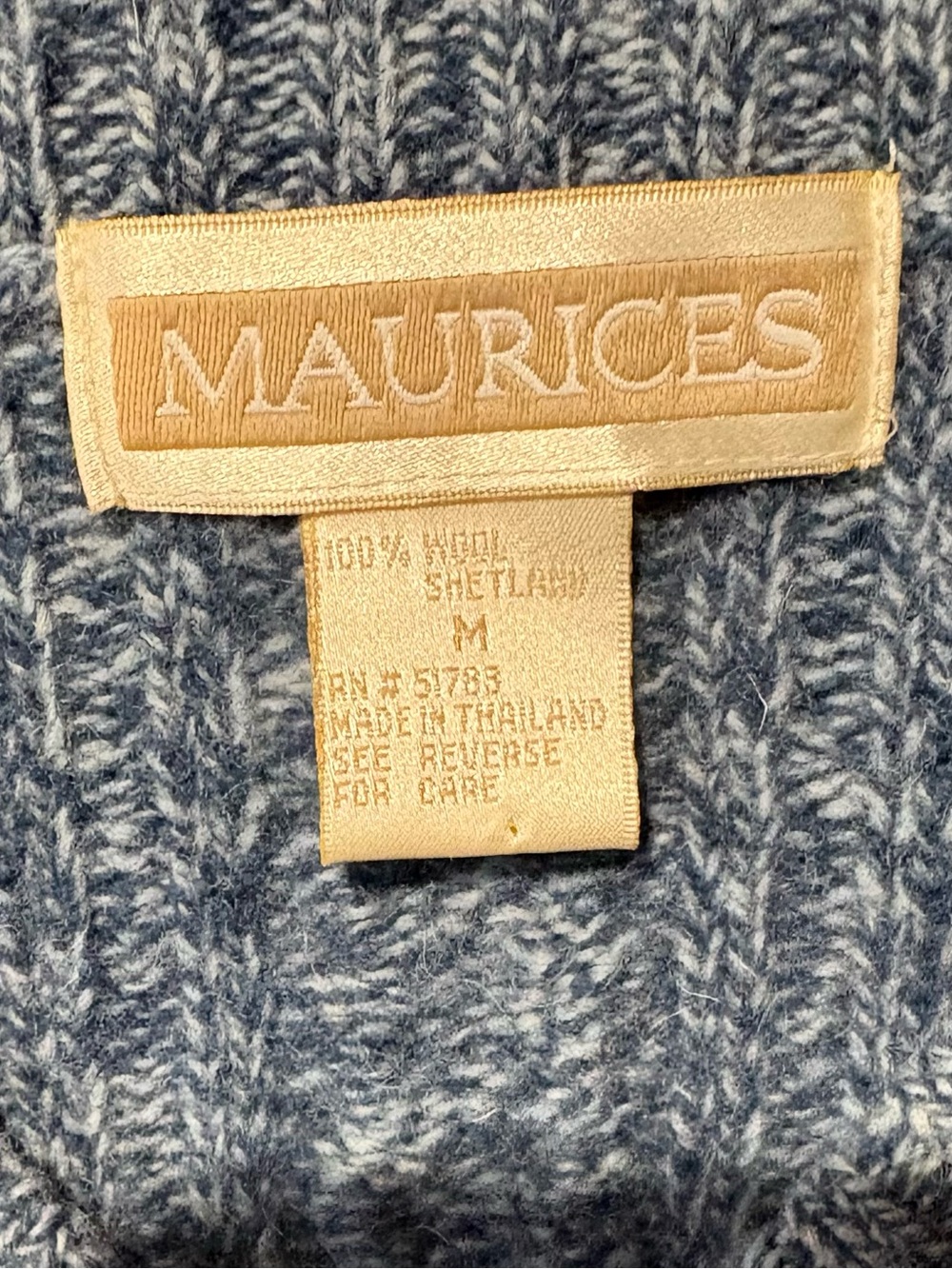 Vintage Pure Shetland Wool Chunky Ribbed Cable Knit Sweater Womens Blue M Preppy - Picture 4 of 10